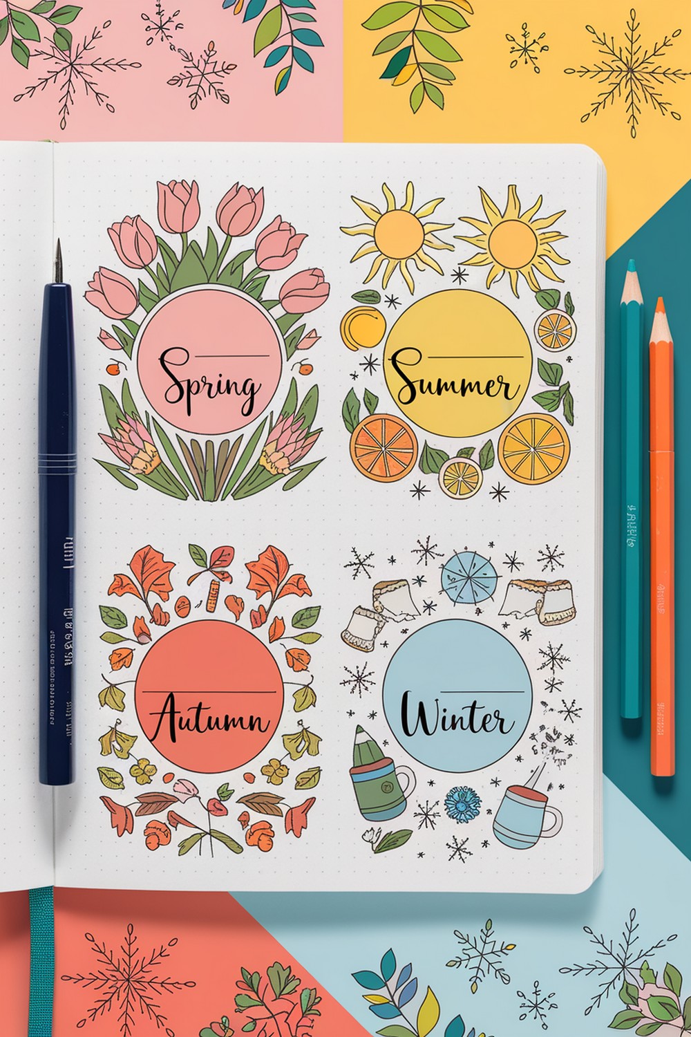 Seasonal Bullet Journal Doodles Drawings