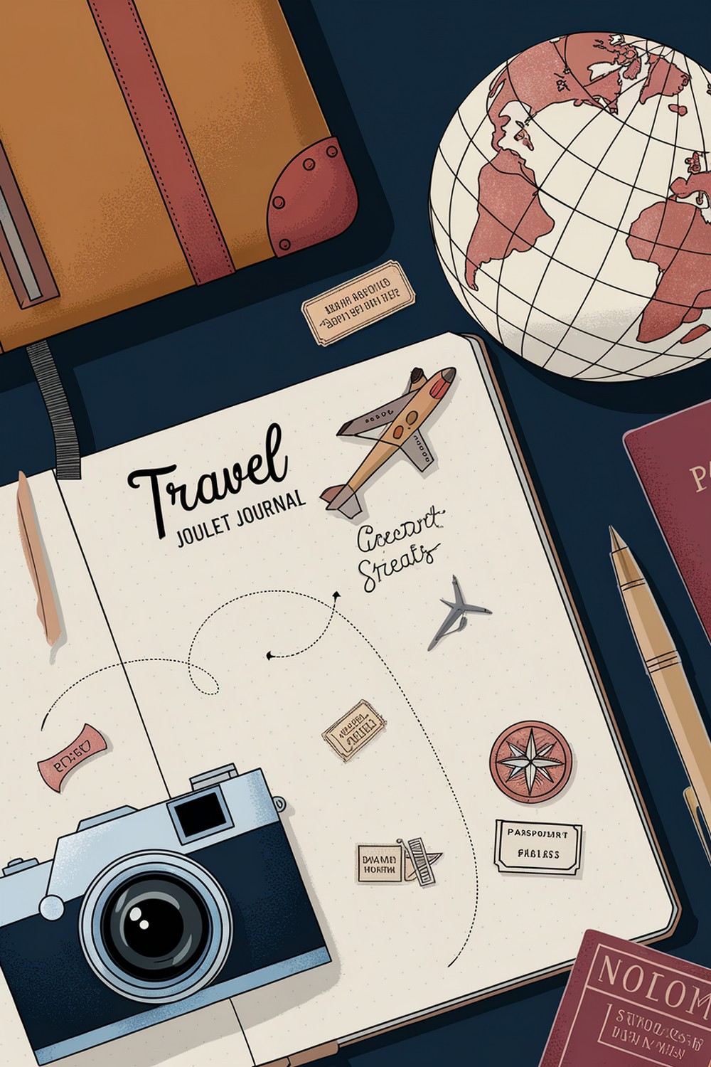 Travel-Themed Bullet Journal Doodles Drawings