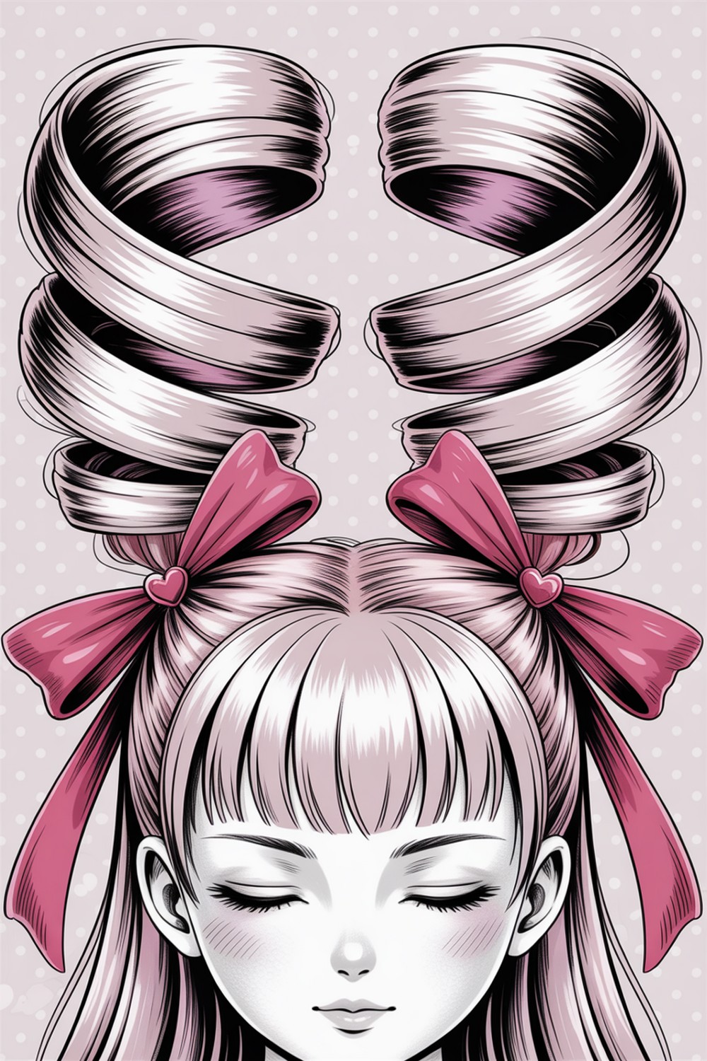 Twin Tails with Ribbons Manga Hairstyles Drawing