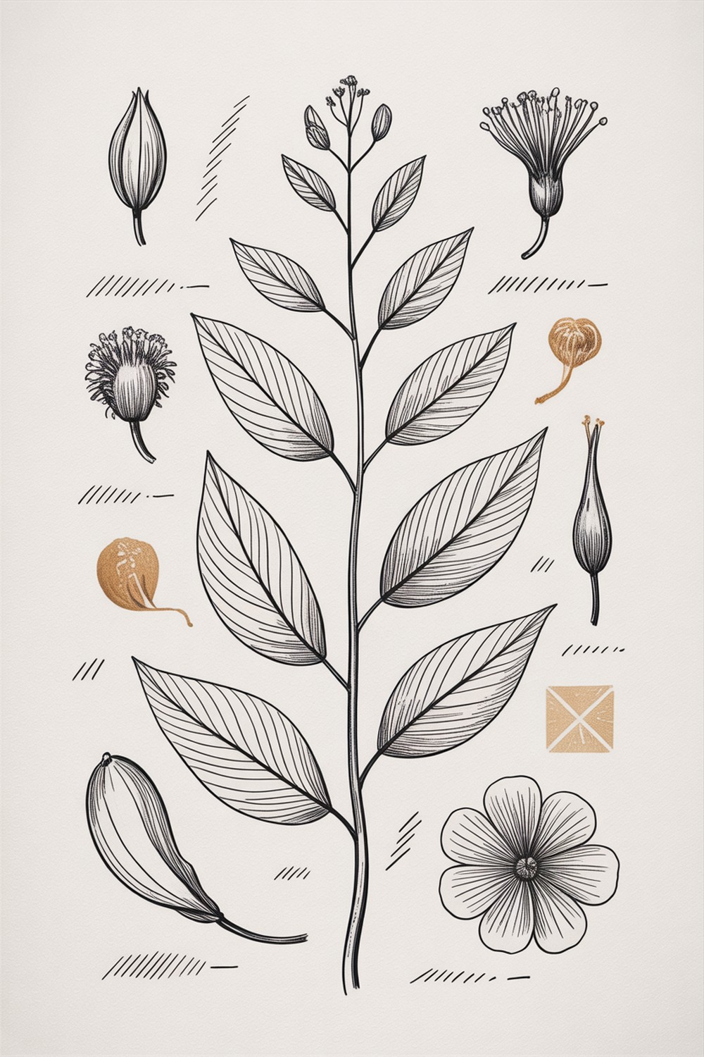 Vintage Botanical Plate Botanical Line Art