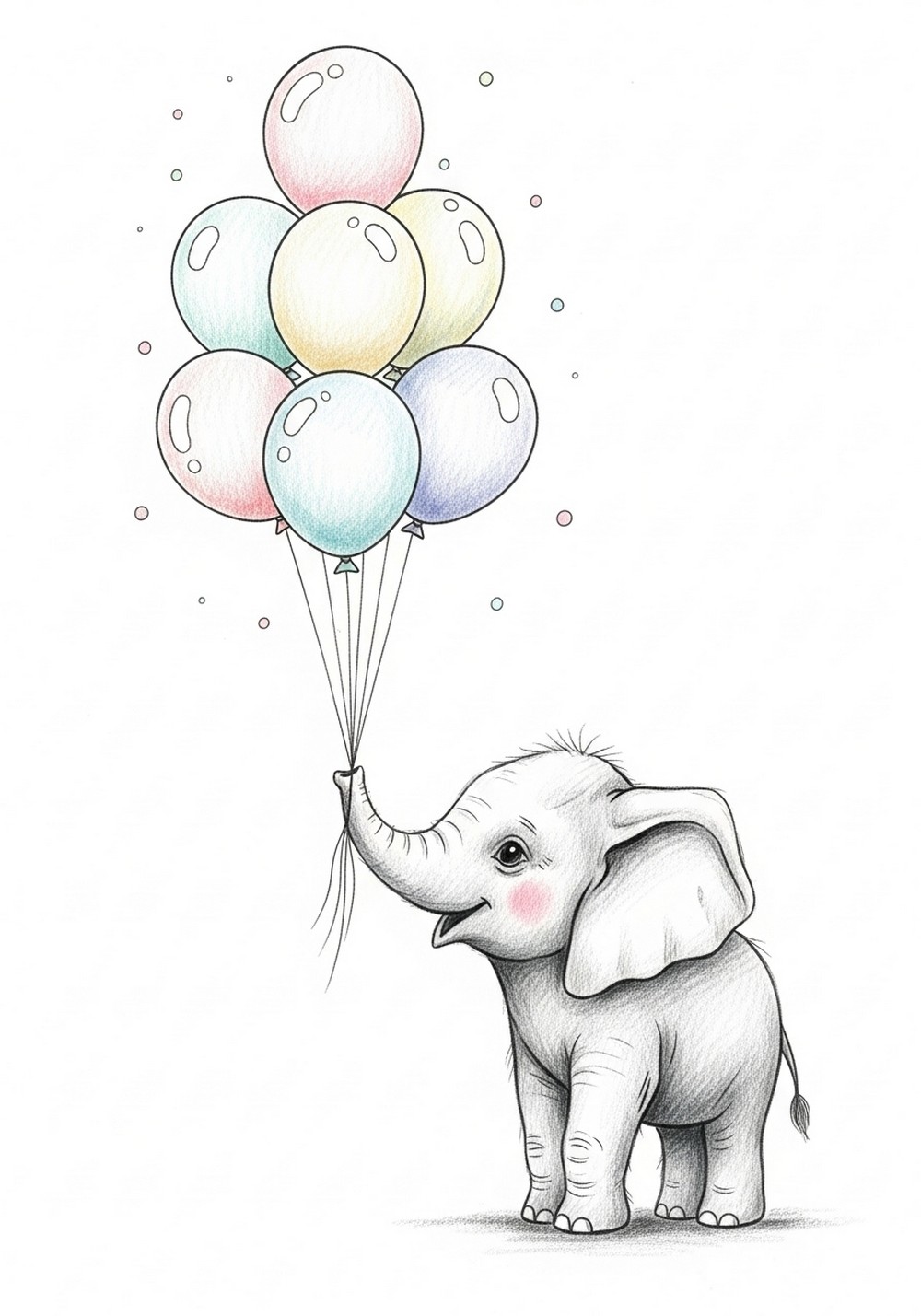 Baby Elephant With Balloons