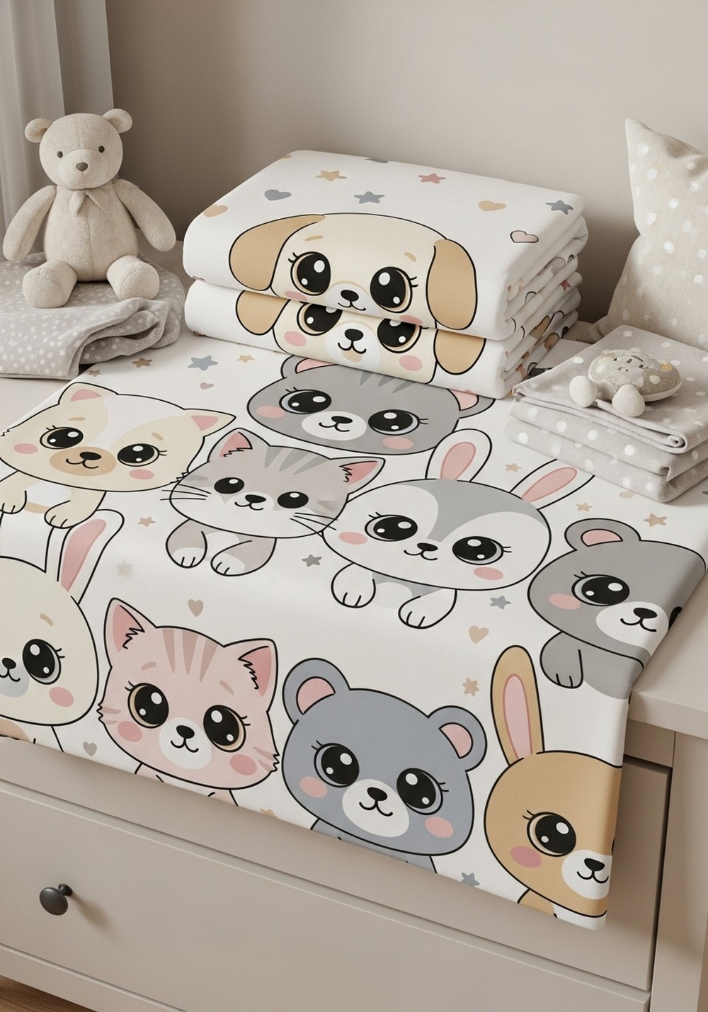 Big-Eyed Baby Colored Kawaii Animals Friend Sheets