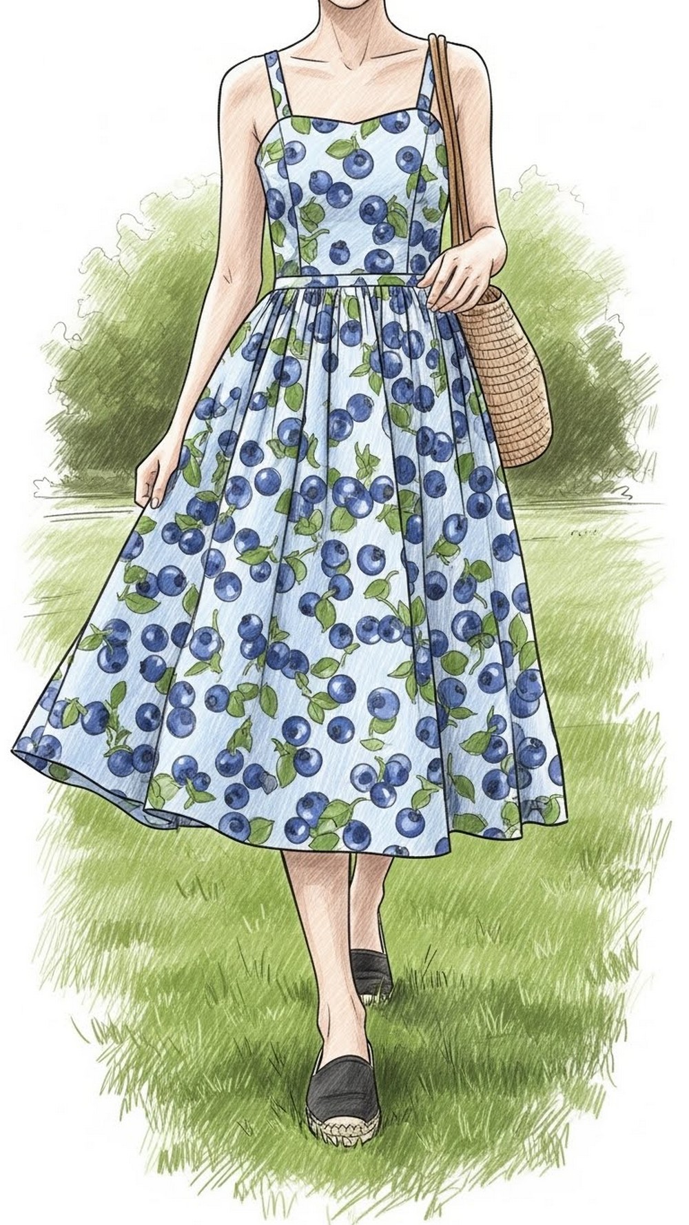 Blueberry Print Sundress and Espadrilles