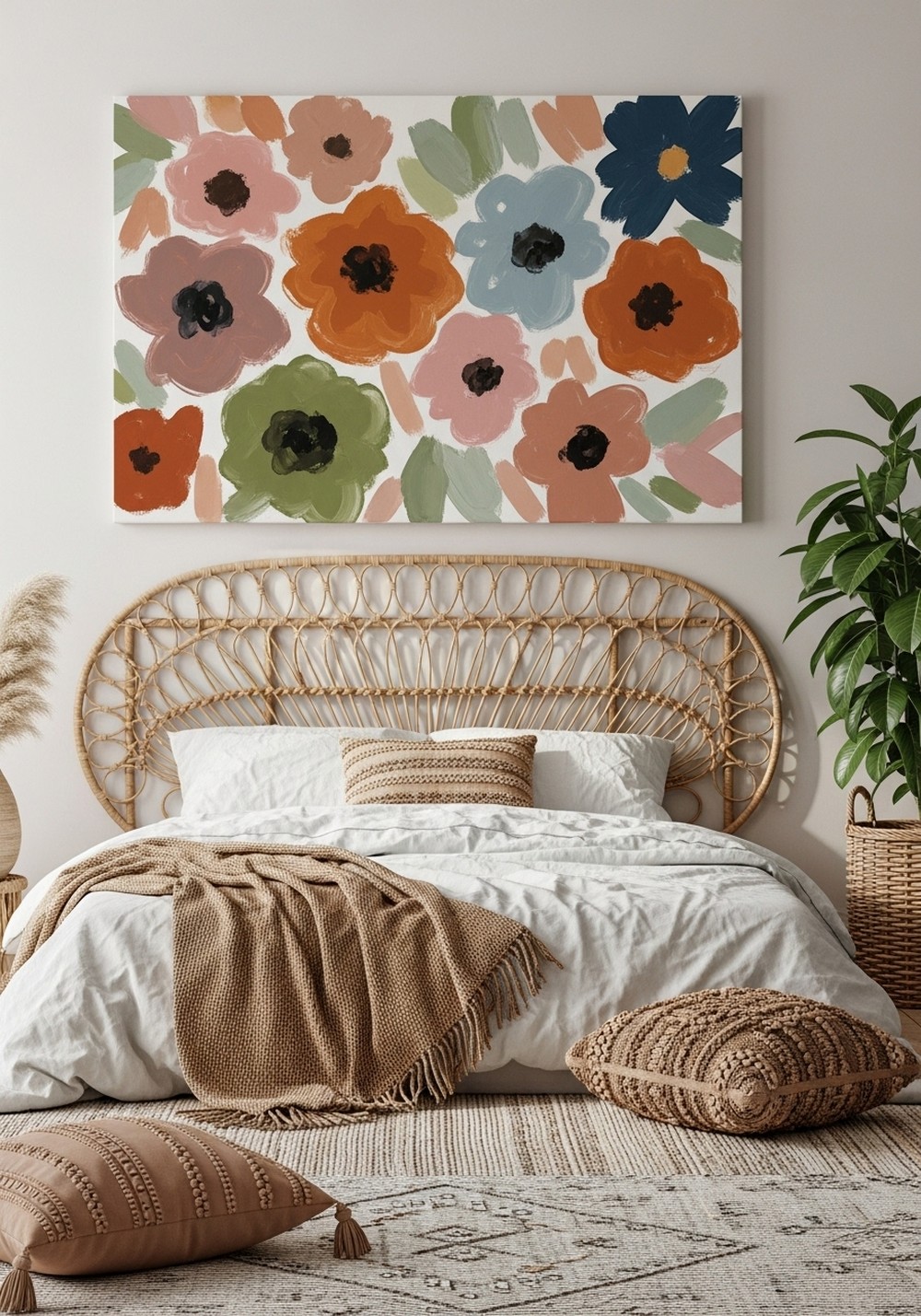 Boho Brushstroke Modern Colorful Floral Wall Arts