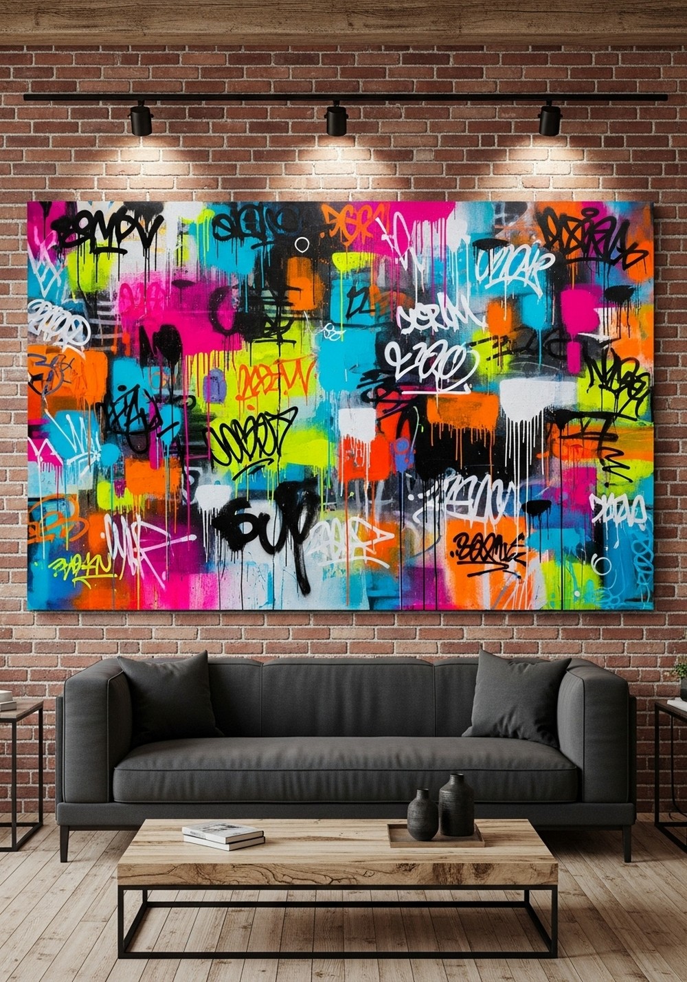 Bold Graffiti-Inspired Modern Abstract Wall Piece