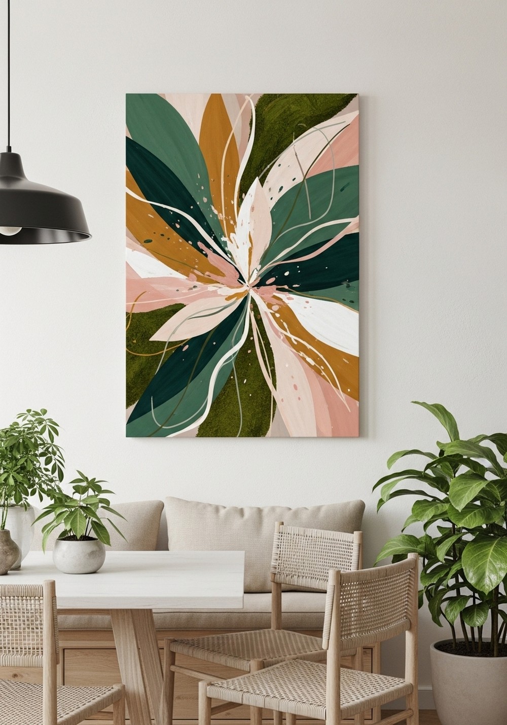 Botanical-Inspired Color Splash Abstraction