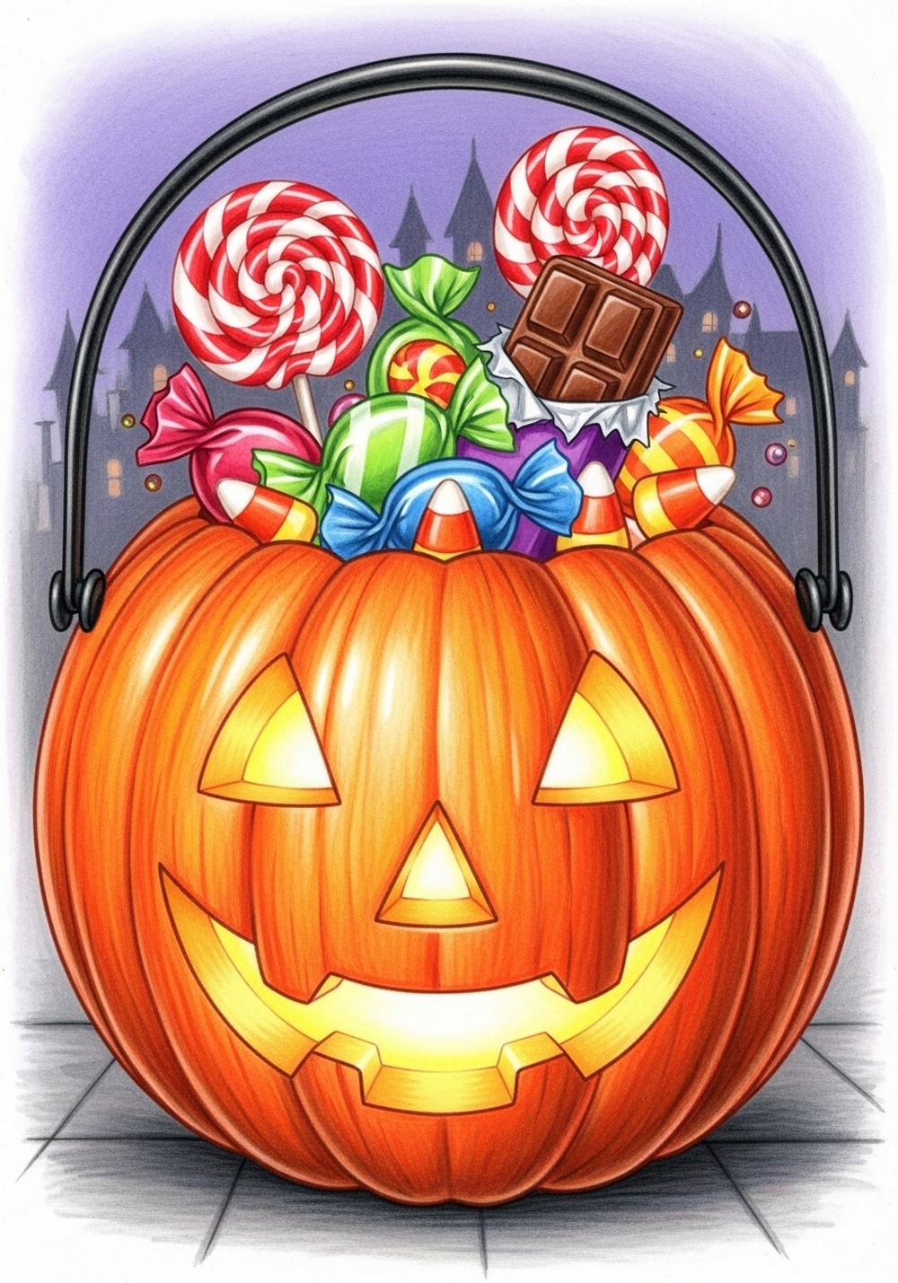 Candy-Filled Trick-Or-Treat Pumpkin Bucket