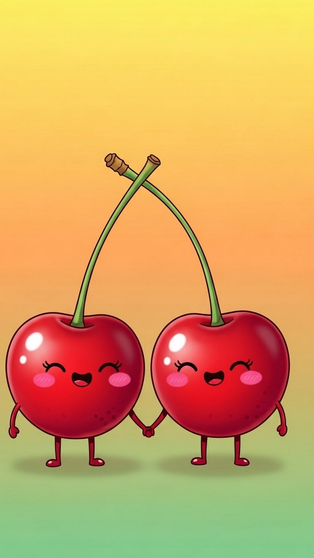 Cherry Twins Holding Hands