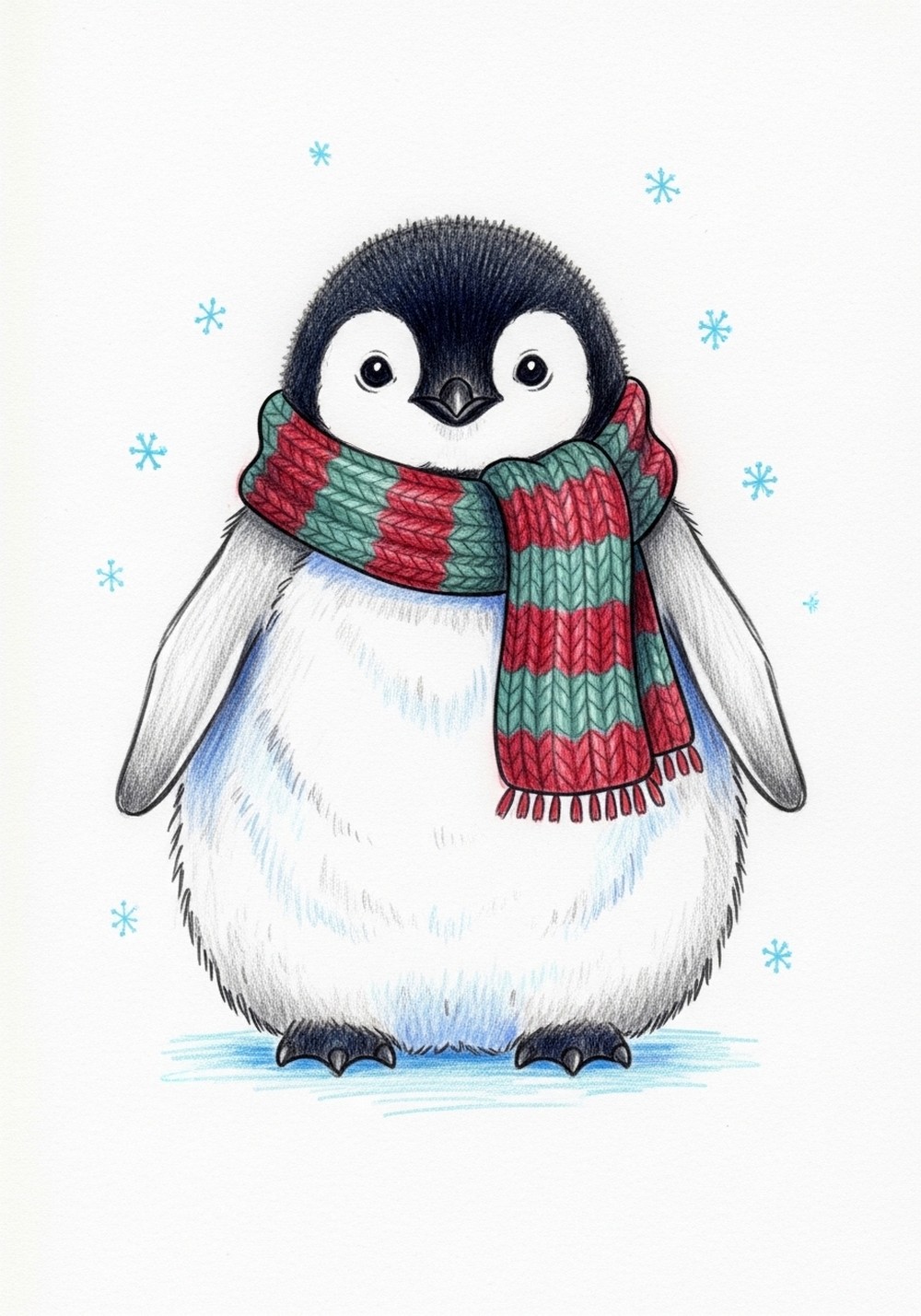 Chubby Baby Penguin In Scarf