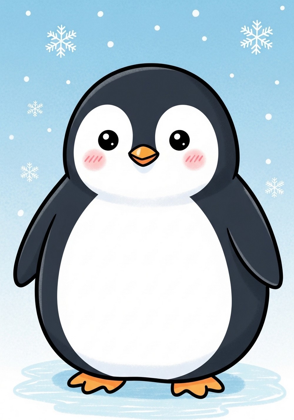 Chubby Penguin Standing Drawing