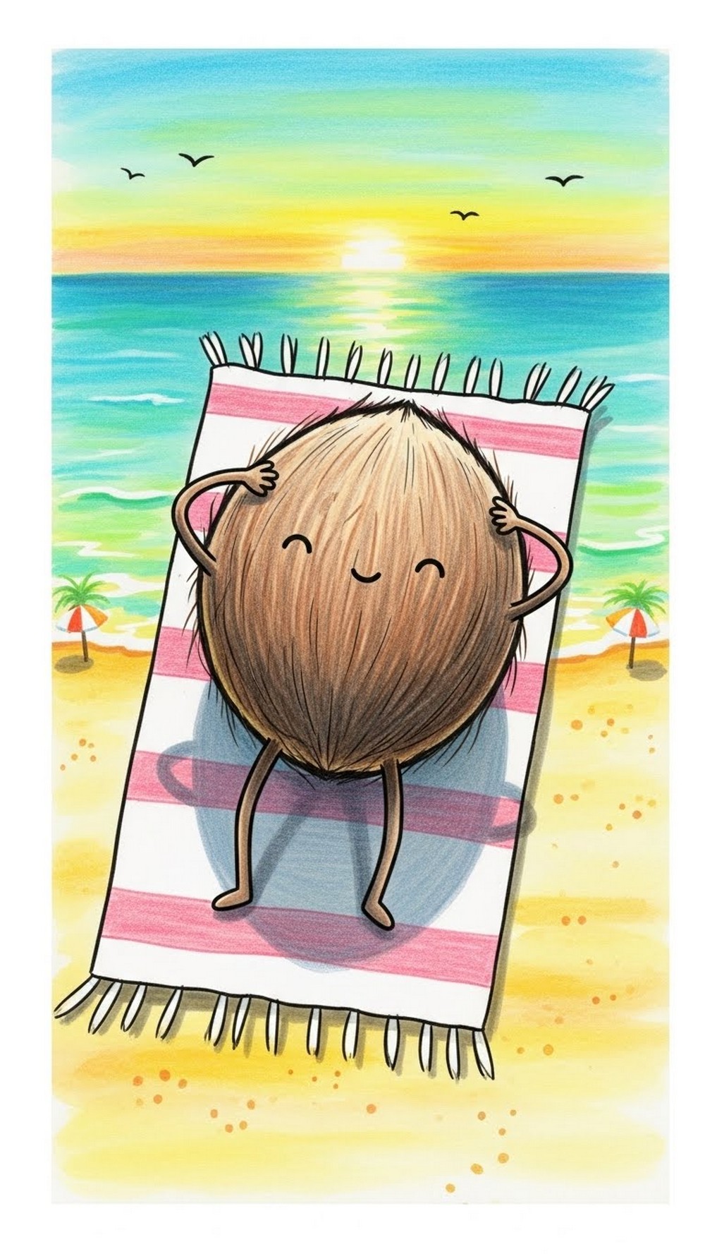 Coconut Relaxing on a Towel