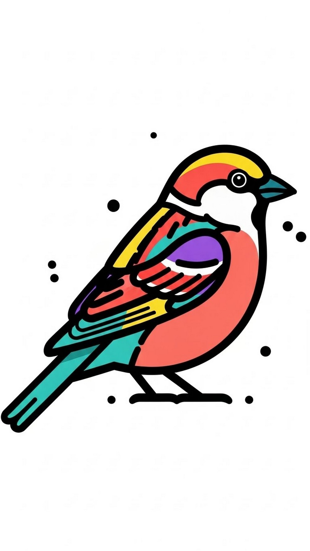 Color-Block Sparrow Doodle