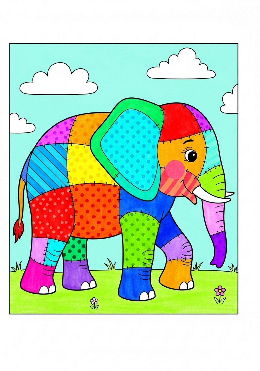 Colorful Patchwork Elephant