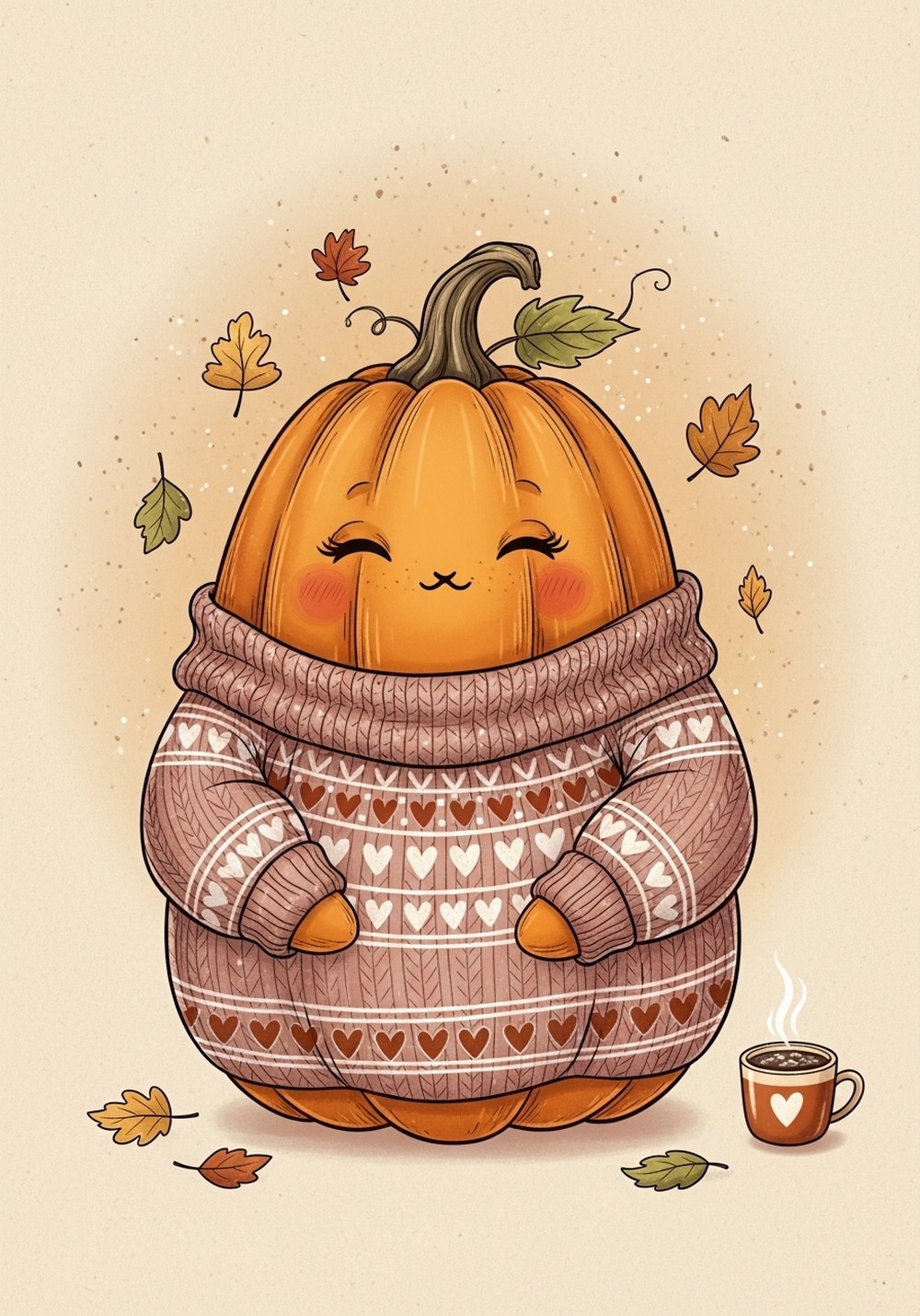 Cozy Sweater Pumpkin Portrait Art