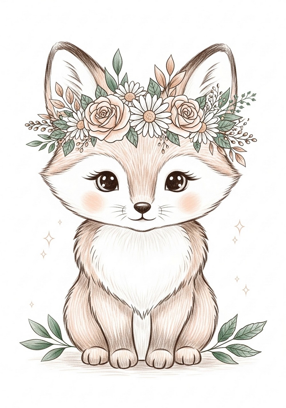 Cute Animal With Floral Crown