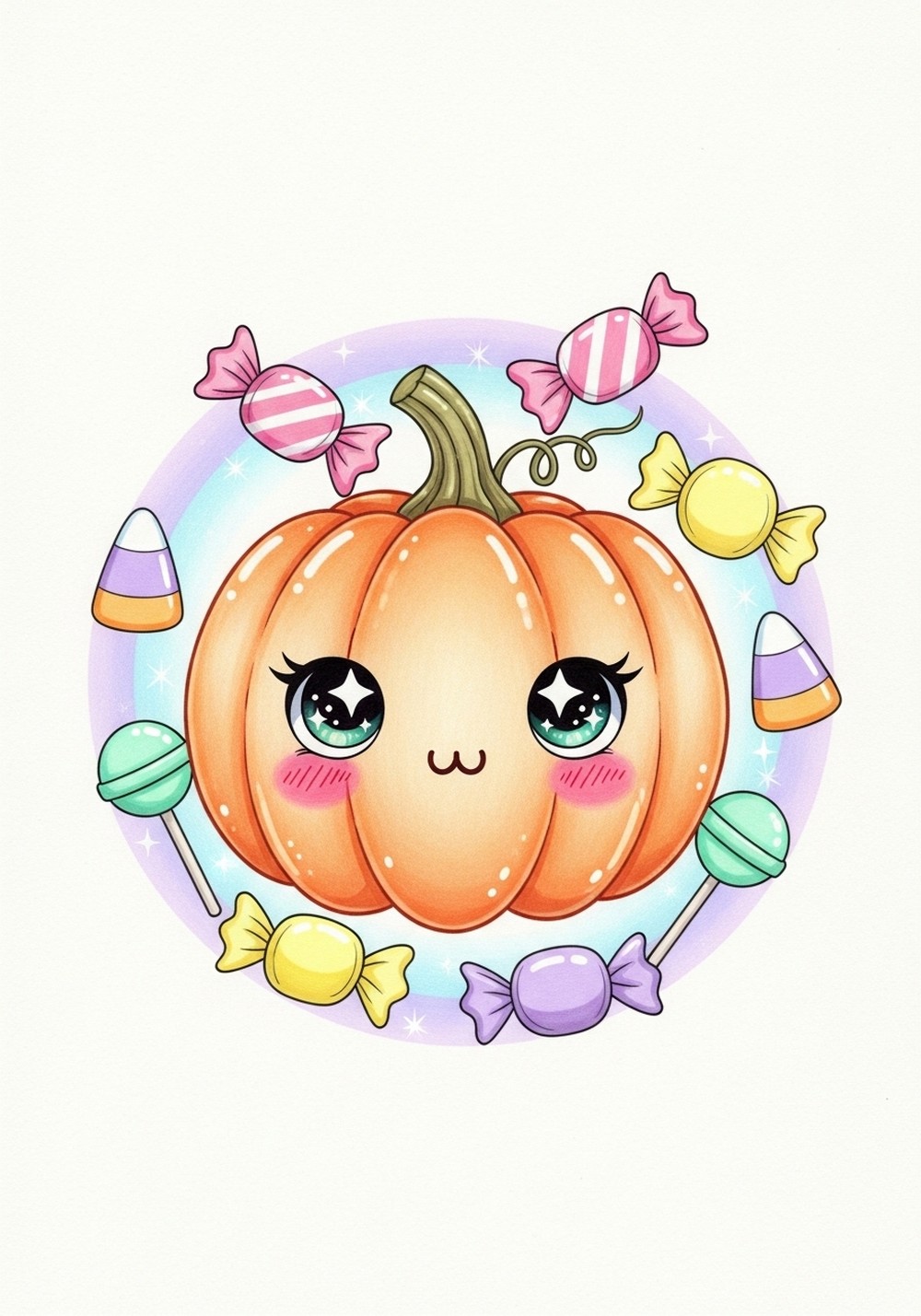 Cute Kawaii Candy Pumpkin Character