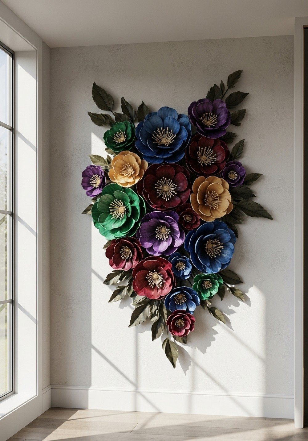 Dark Jewel-Tone Colored Flower Wall Art For Moody Style