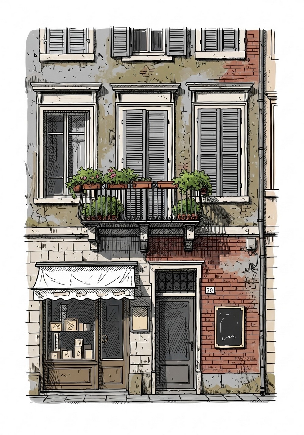 Detailed Old Building Facade