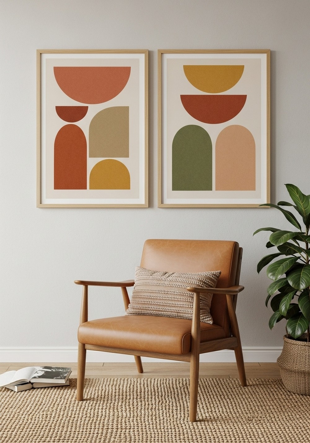 Earth-Tone Geometric Colored Wall Art For Cozy Spaces