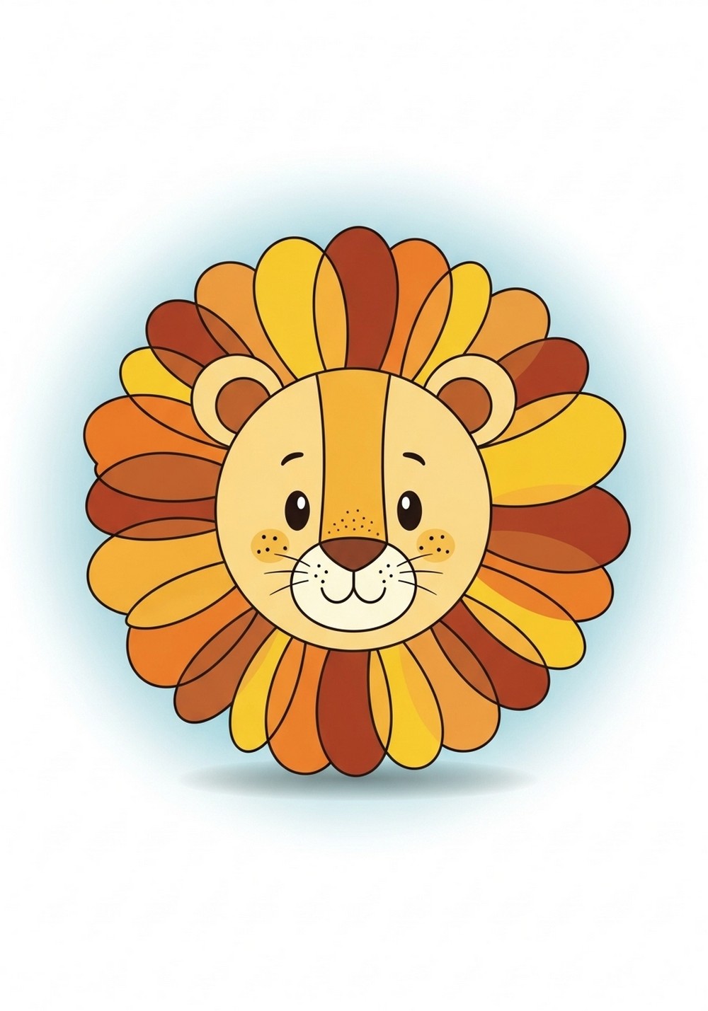 Easy Colored Lion Face Drawing