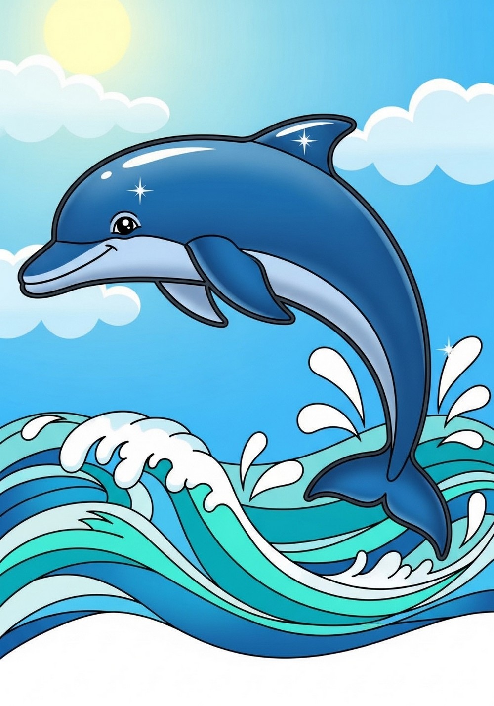 Easy Dolphin Jumping Drawing