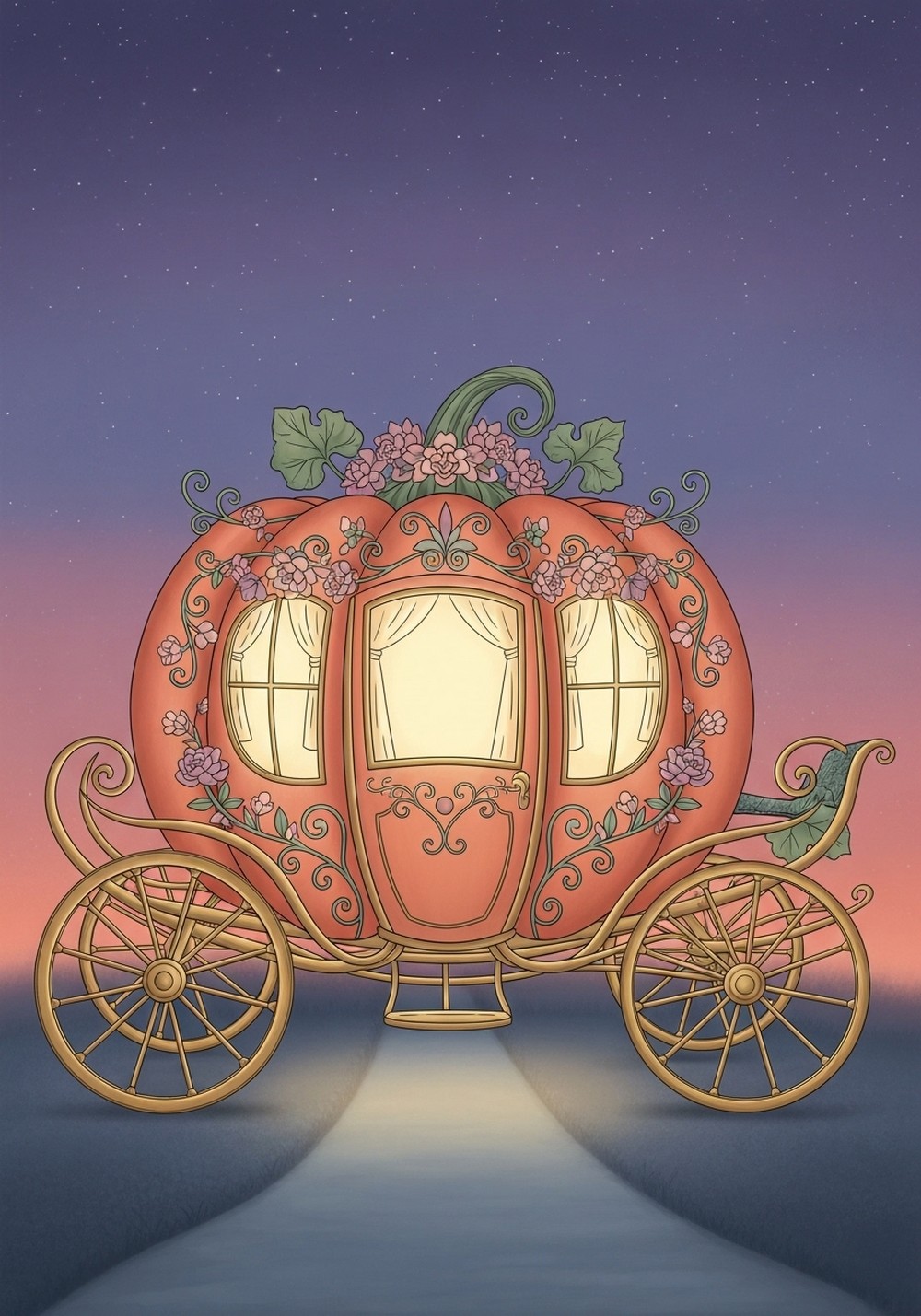 Fairytale Pumpkin Carriage Halloween Art