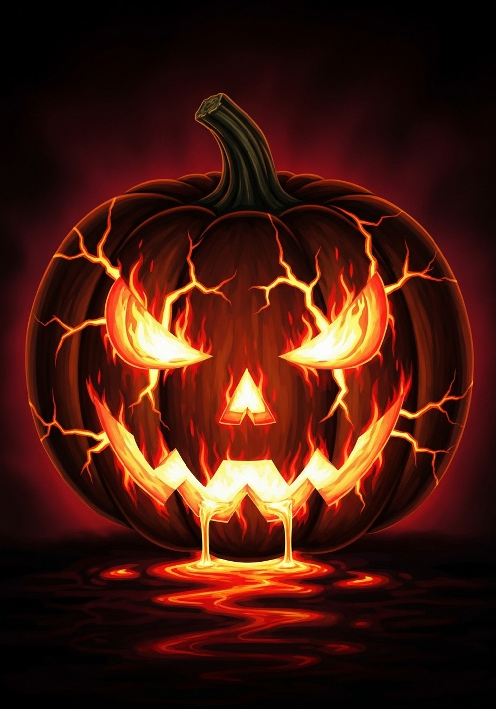 Fiery Lava Glow Pumpkin Face