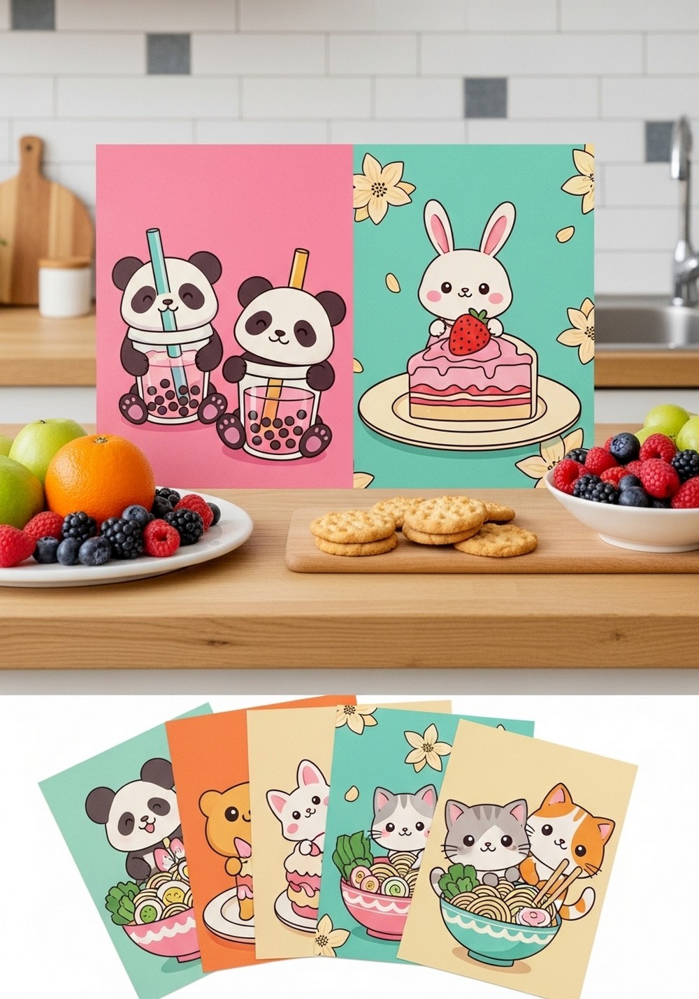 Foodie Fun Colored Kawaii Animals Friend Sheets