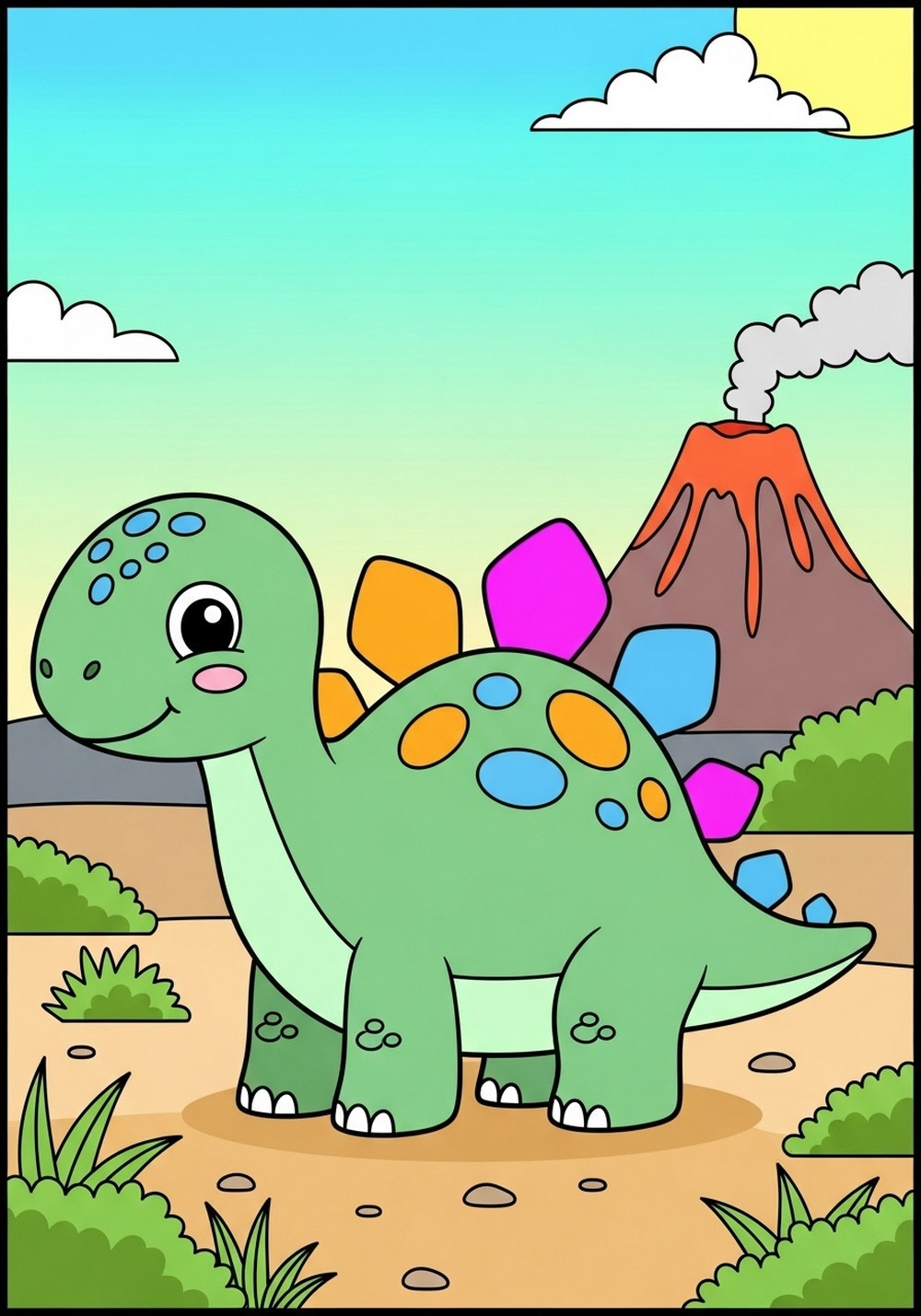 Friendly Dinosaur In Bright Colors