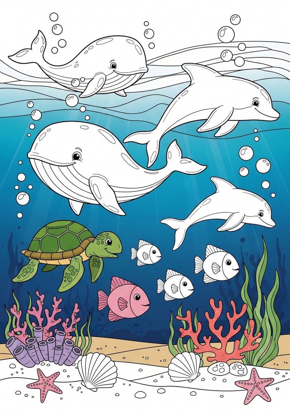 Friendly Ocean Animals Under The Sea