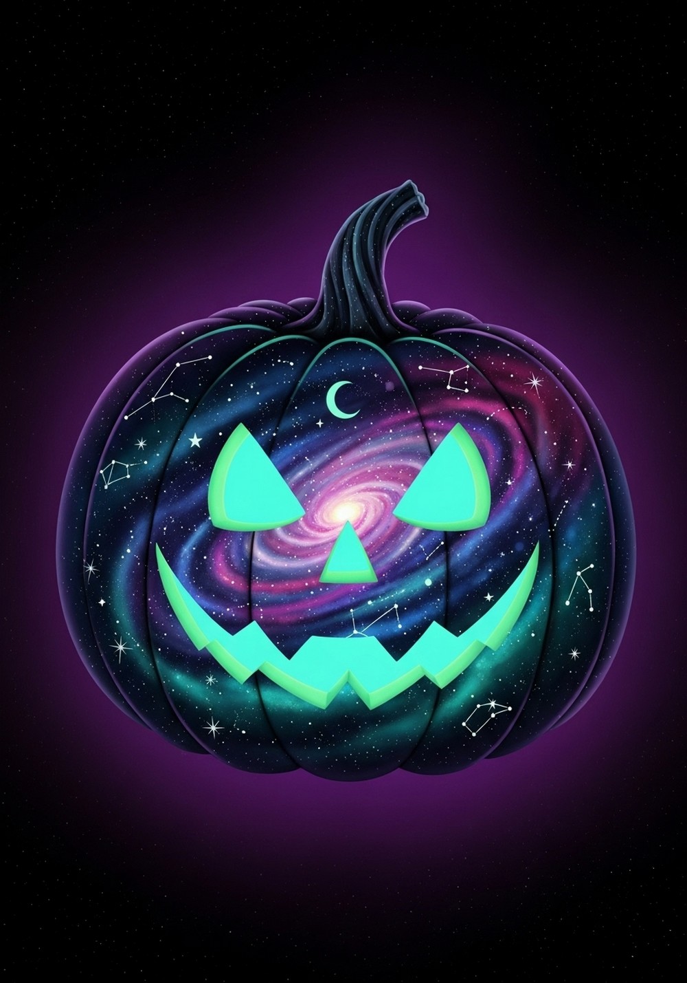 Galaxy Sky Colored Halloween Pumpkin Art