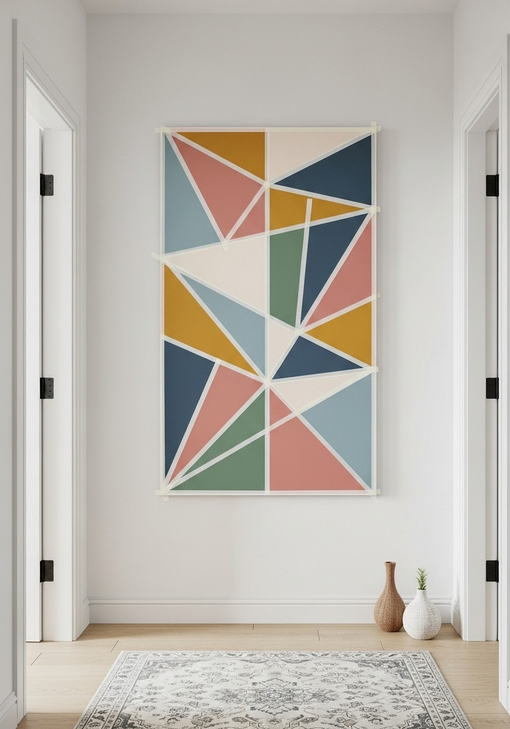 Geometric Tape Art On Canvas