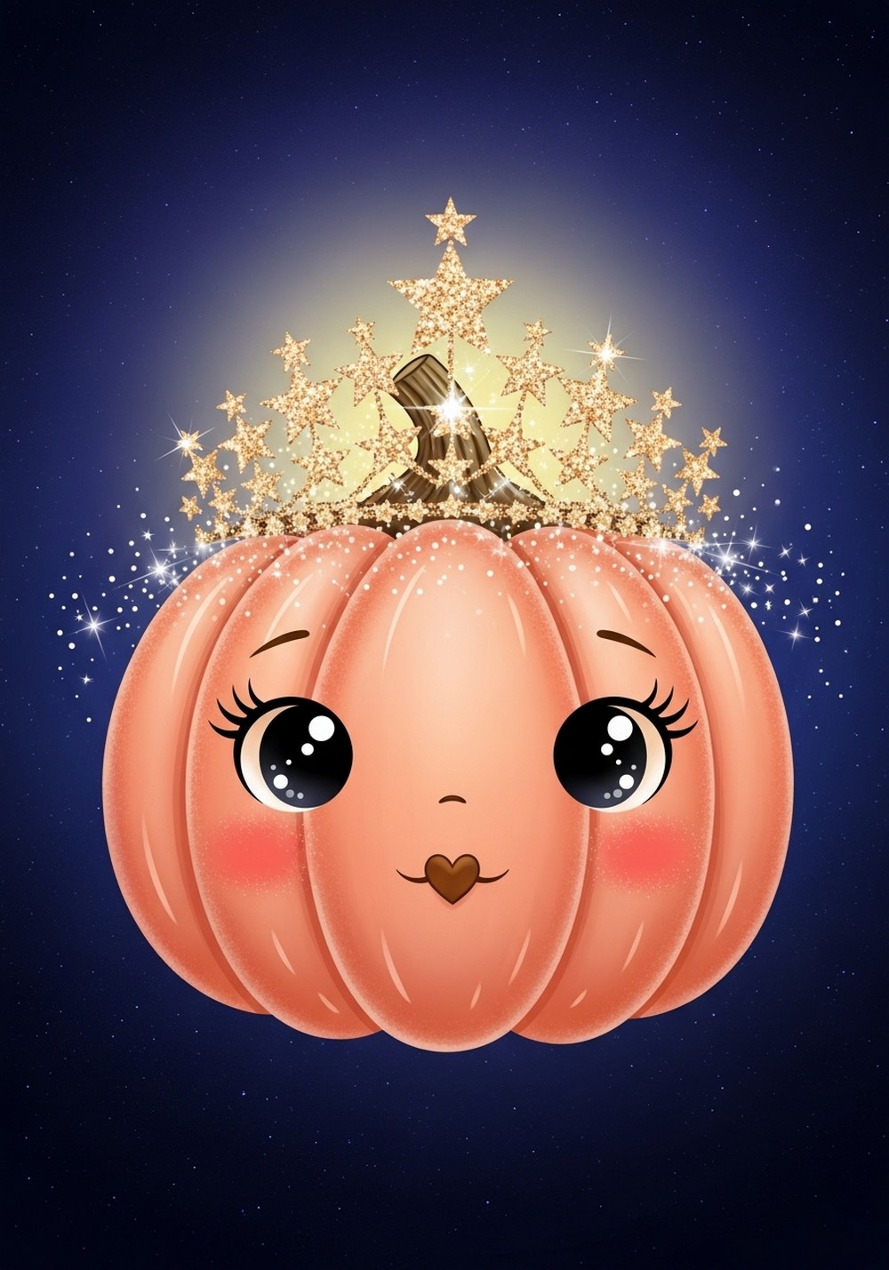 Glittery Star-Crown Pumpkin Princess Art