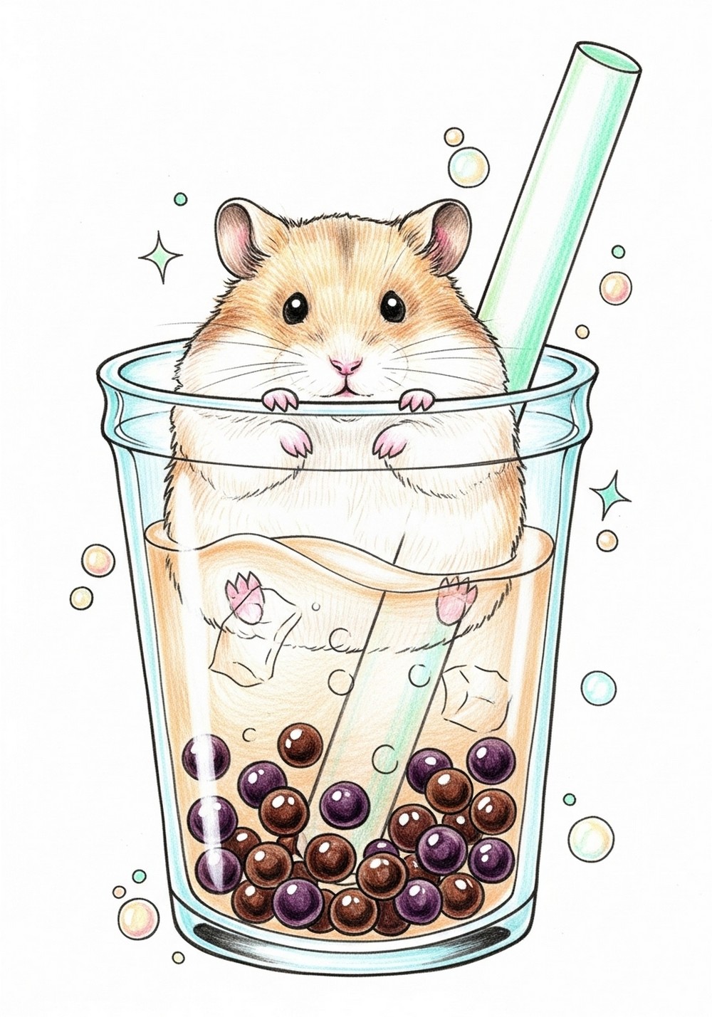 Hamster In Bubble Tea Cup