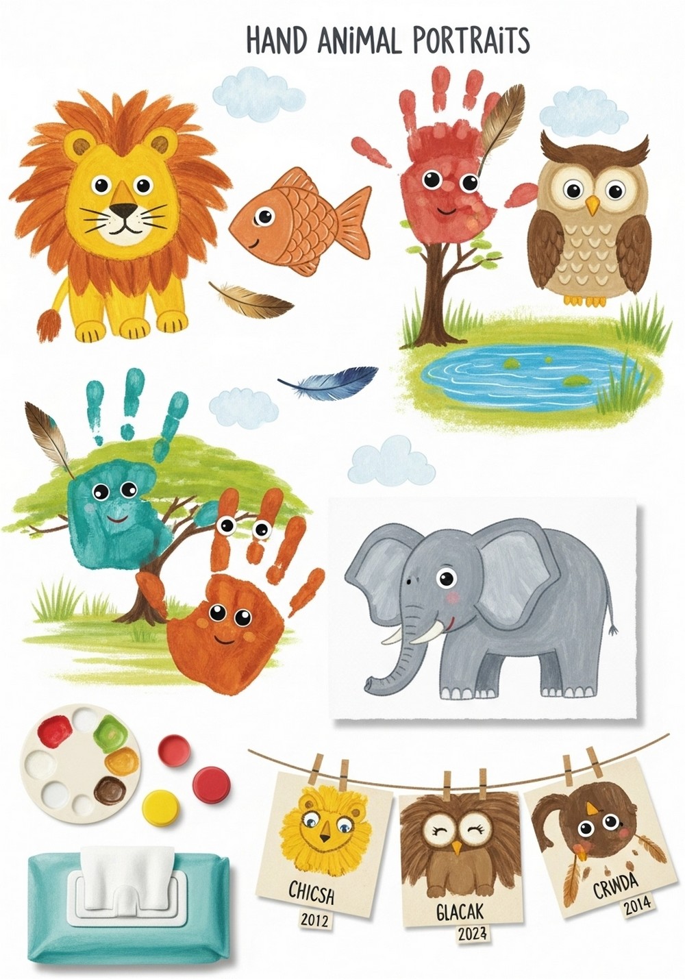 Handprint Animal Portraits