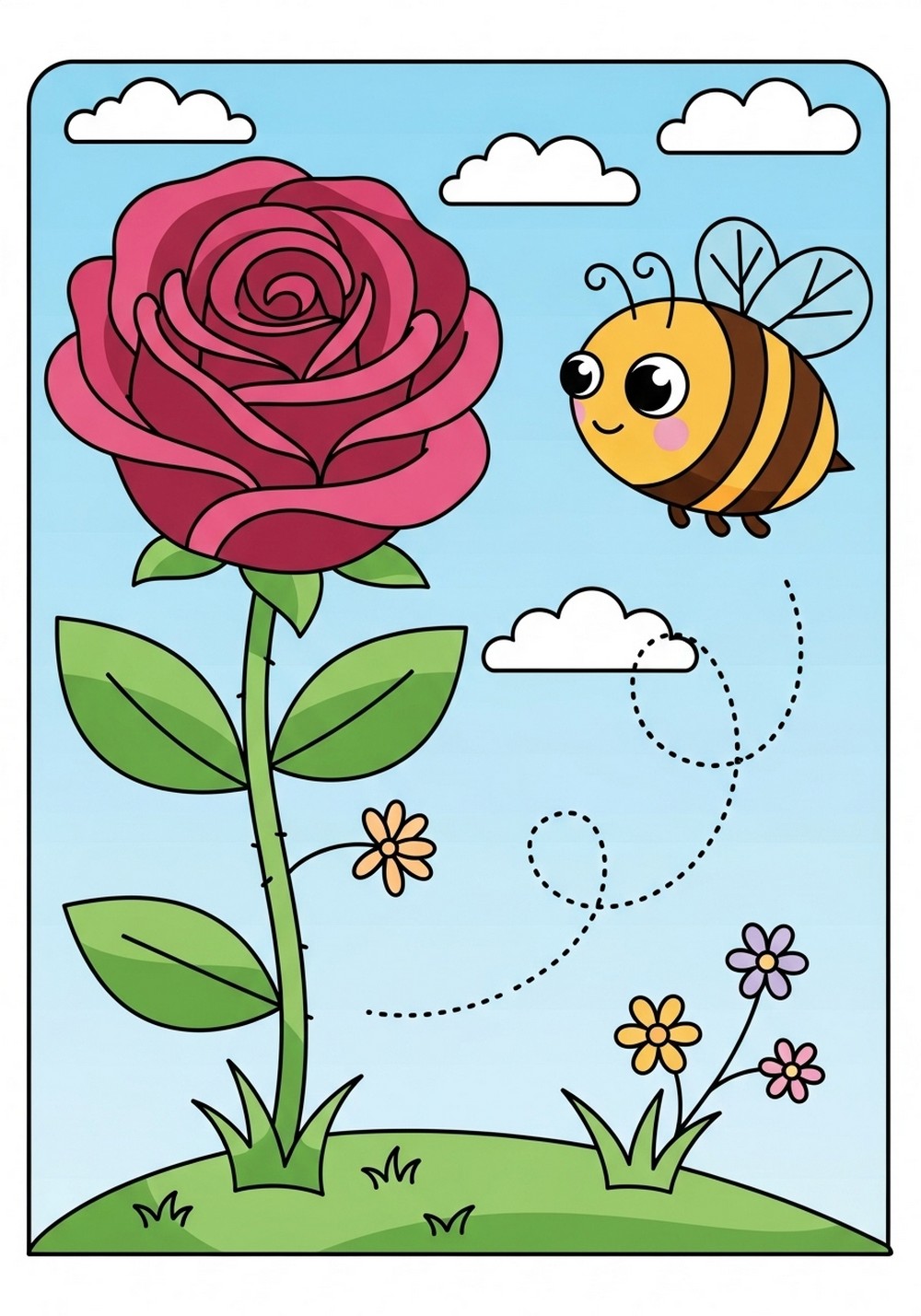Happy Rose And Buzzing Bee