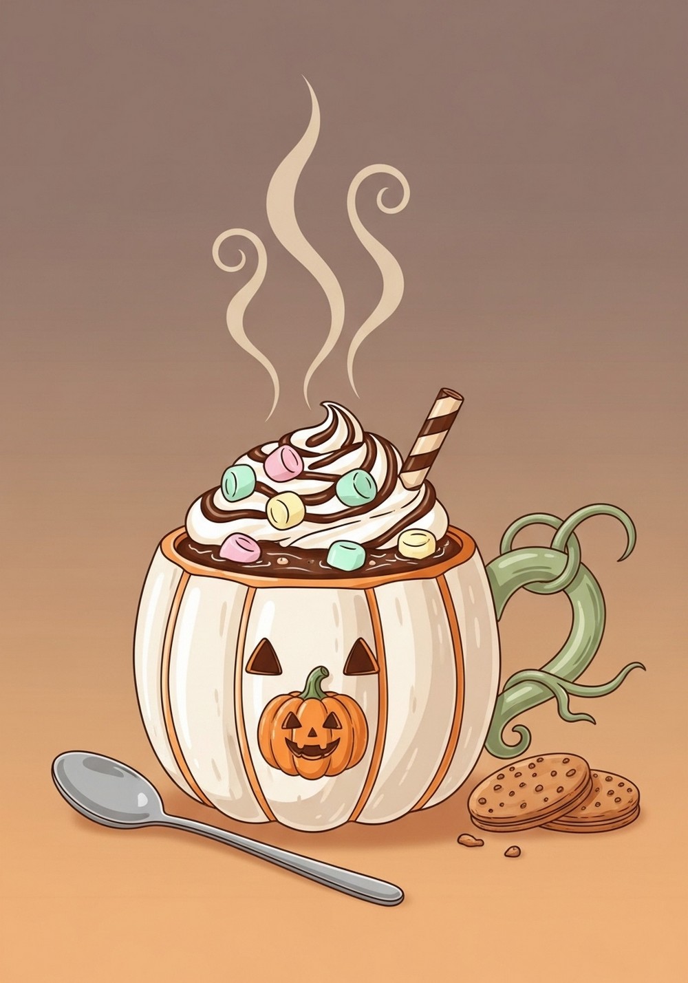 Hot Chocolate Mug Pumpkin Art