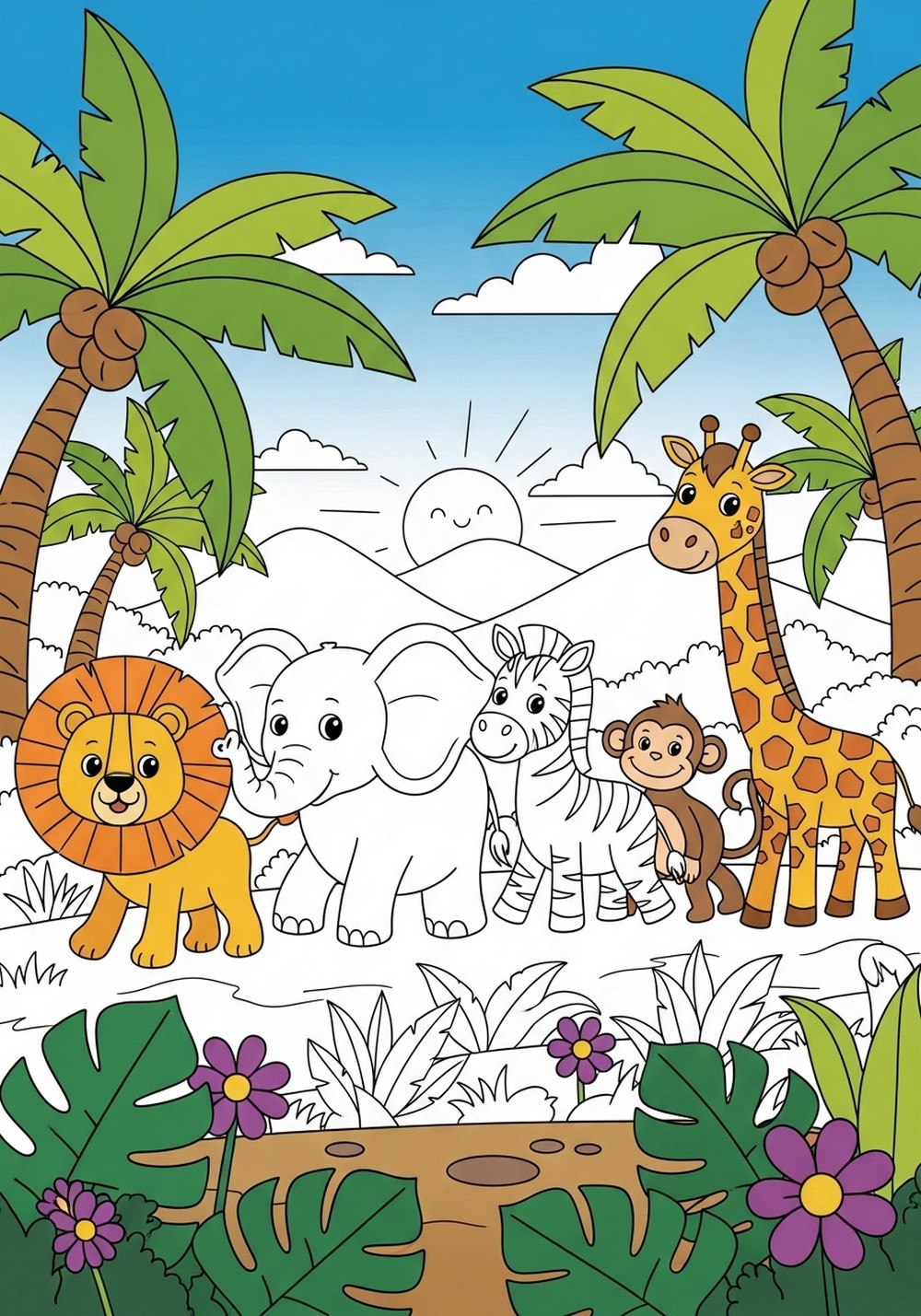 Jungle Friends Parade On A Path