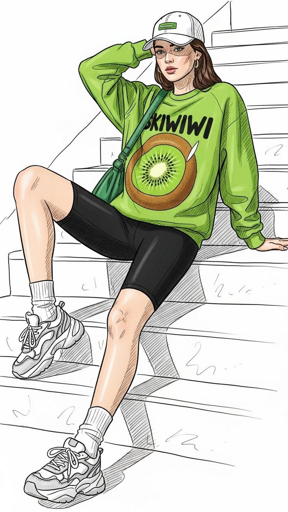 Kiwi Graphic Sweatshirt and Bike Shorts