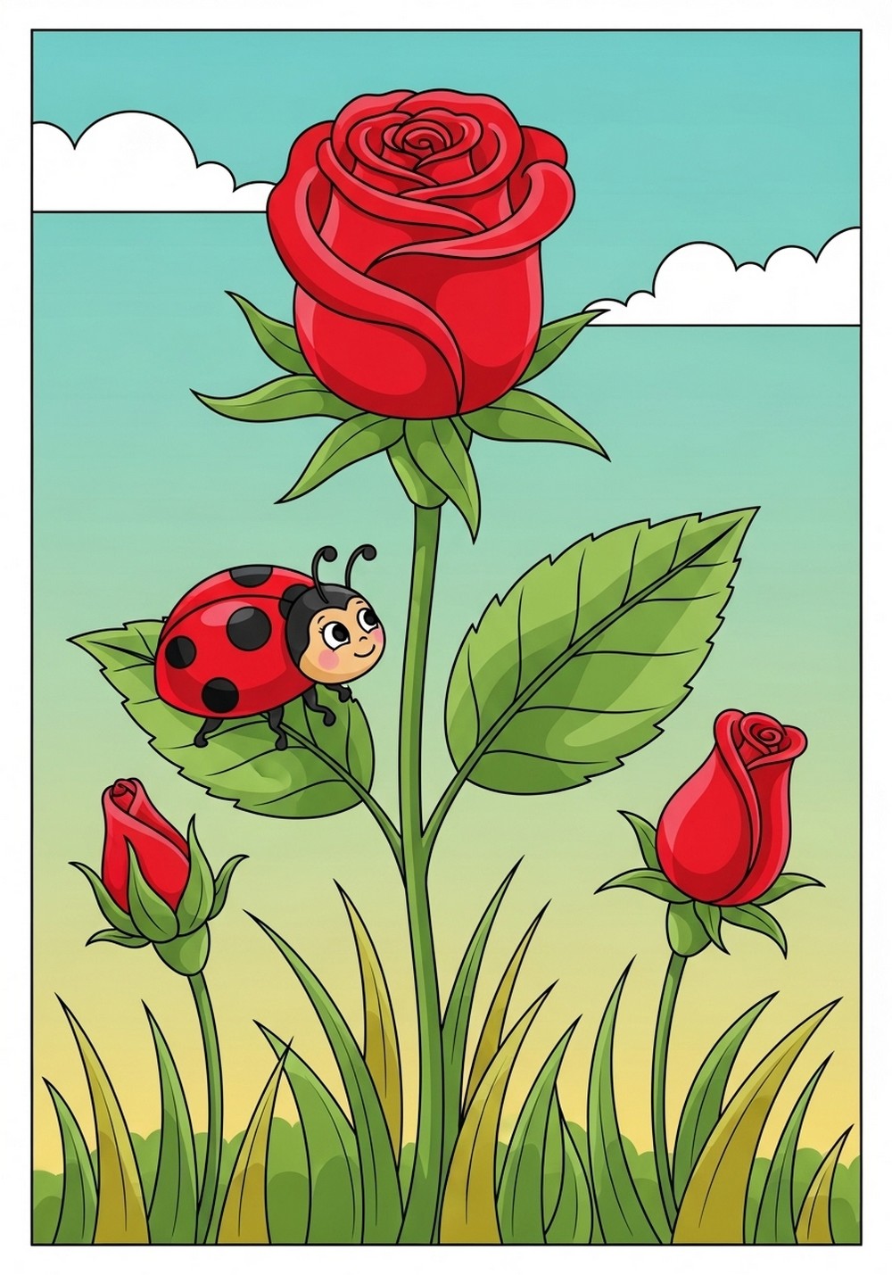 Ladybug Climbing On A Rose