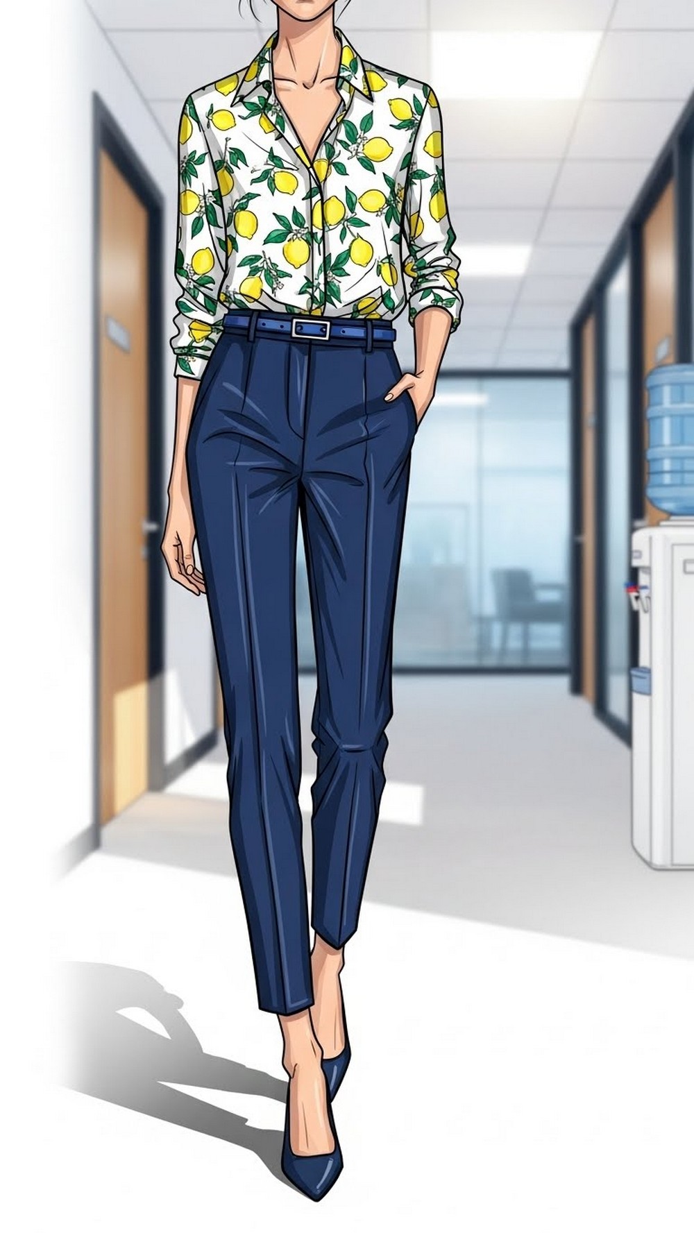 Lemon Blouse and Tailored Trousers