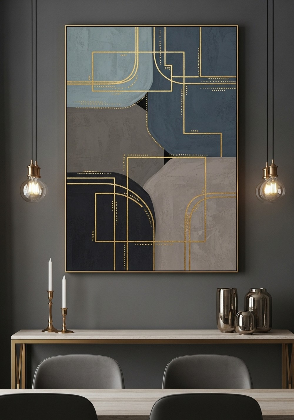 Metallic Accents Over Matte Color Fields