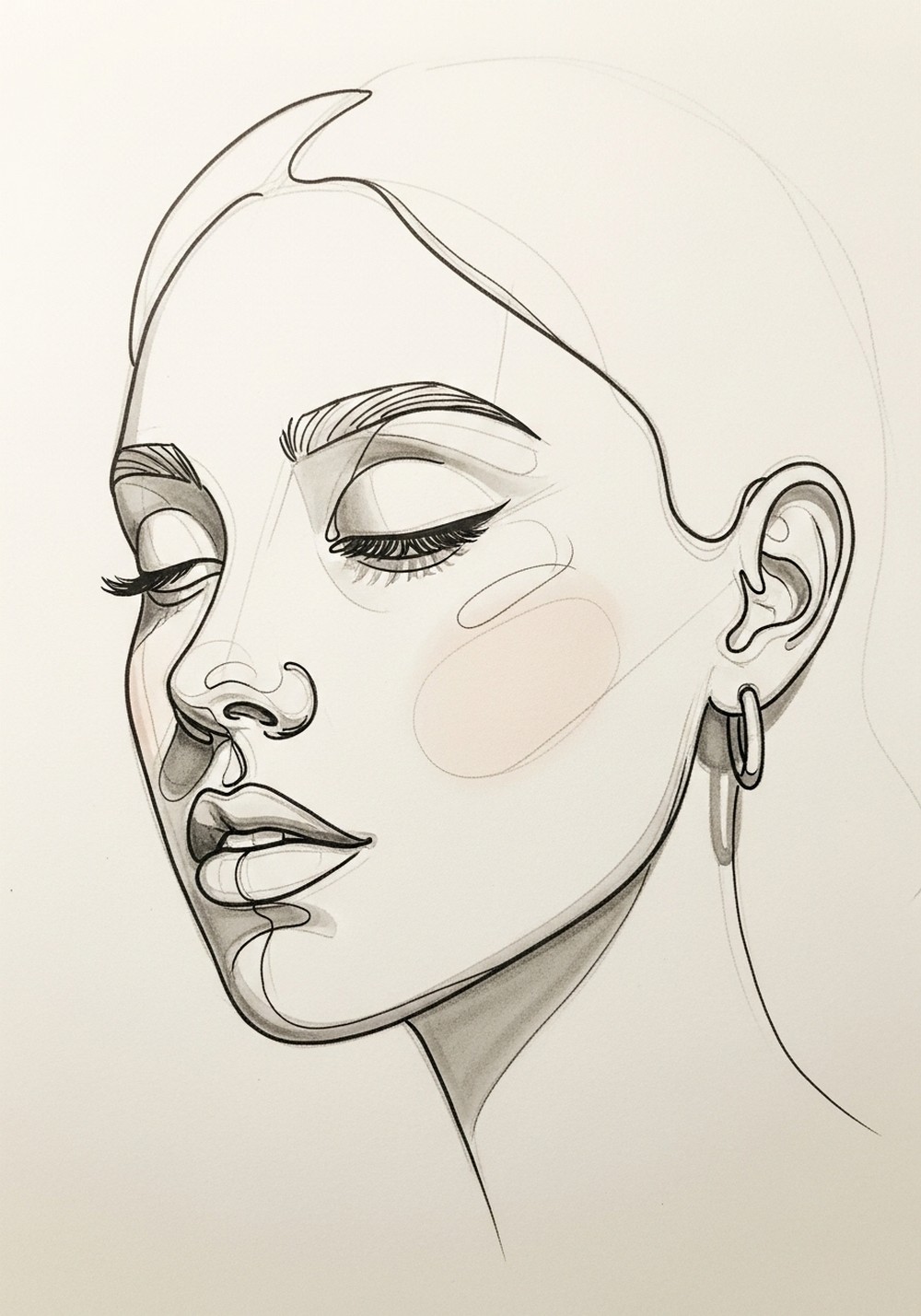 Minimalist Line Portrait Profile