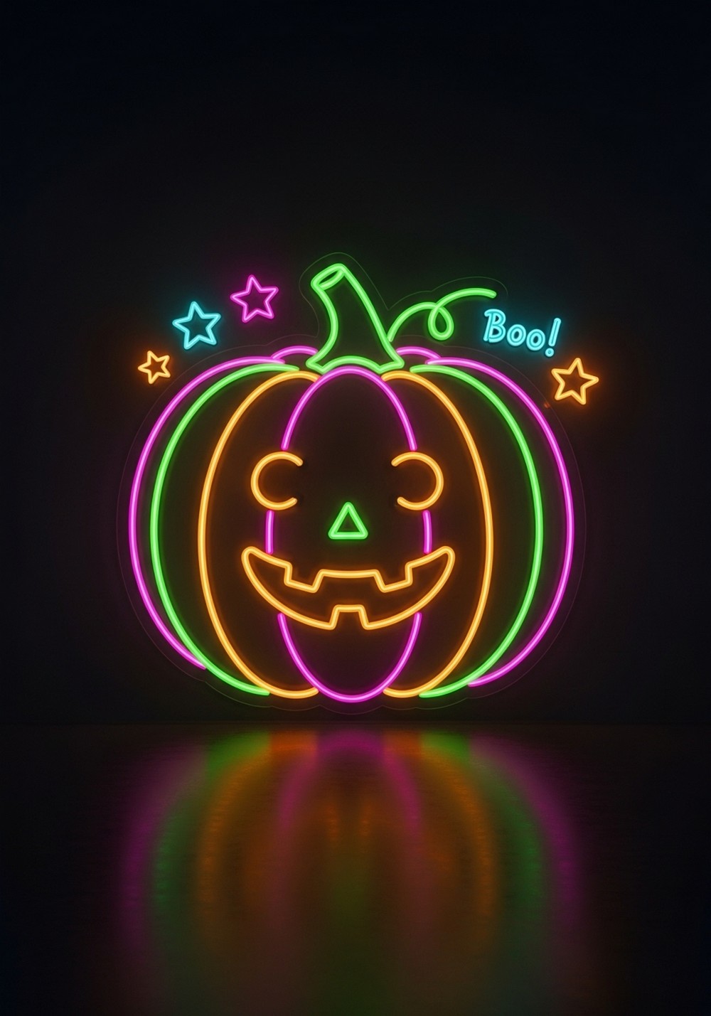 Neon Glow Cute Pumpkin Sign Art
