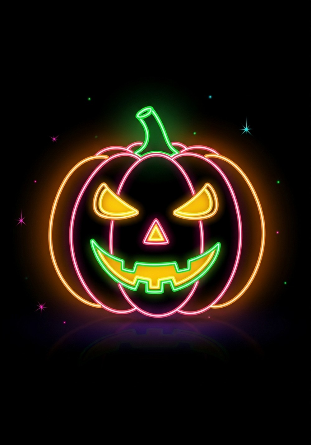 Neon Sign Style Pumpkin Head