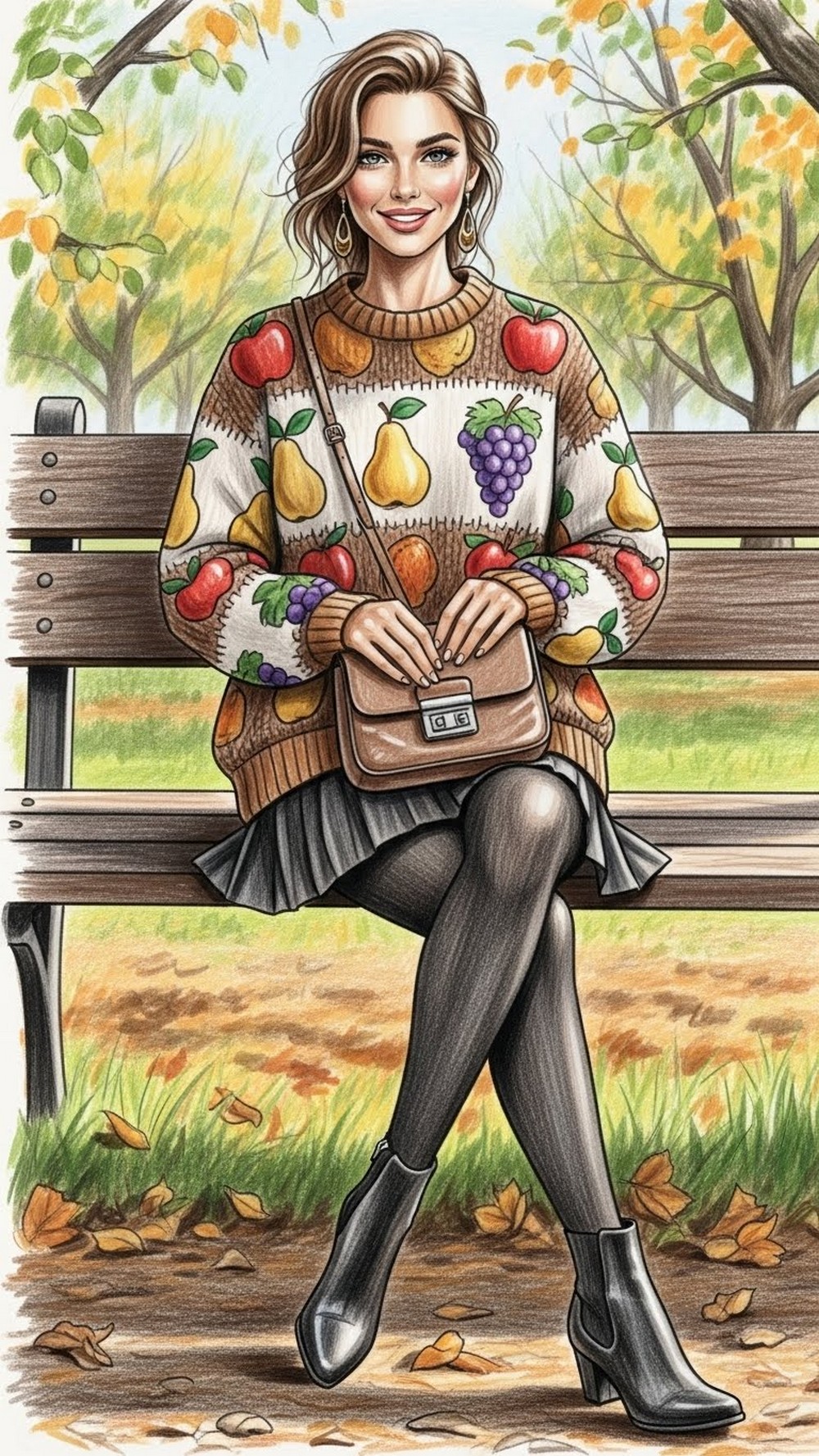 Orchard-Inspired Sweater and Mini Skirt