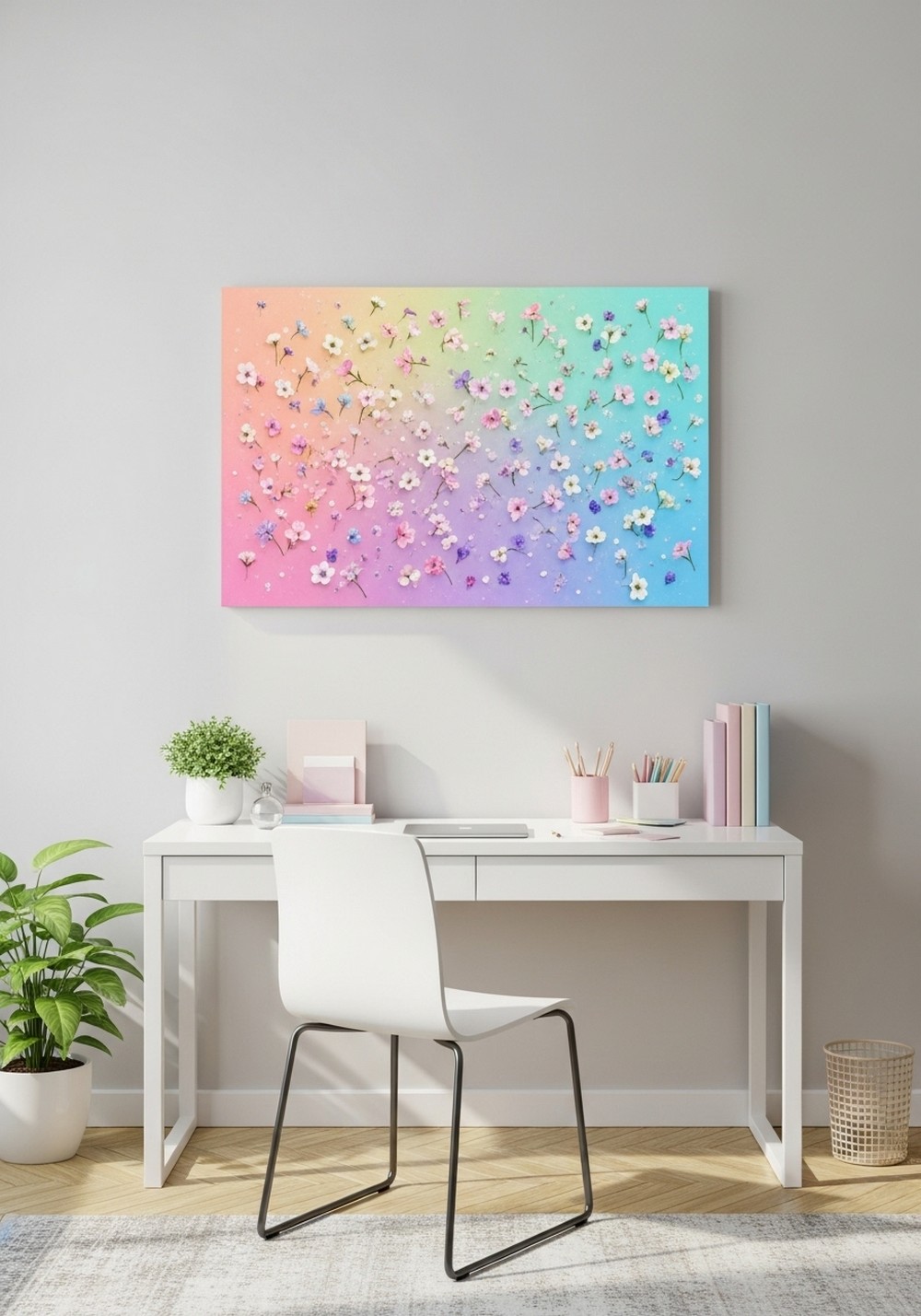 Pastel Gradient Modern Colorful Floral Wall Arts