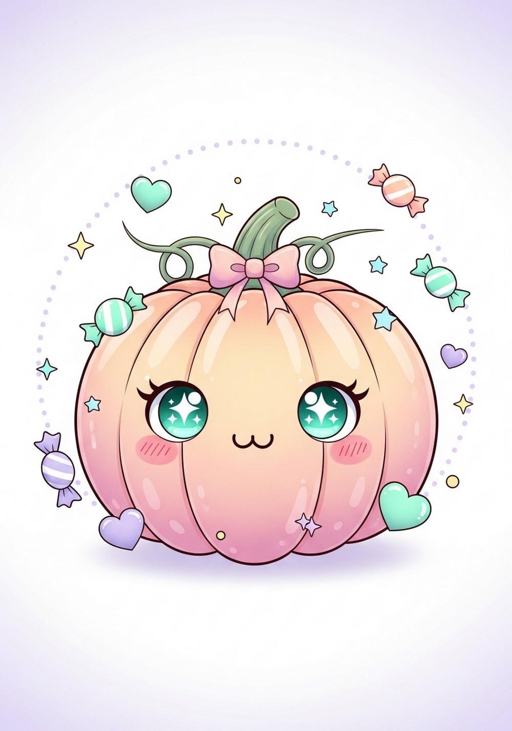 Pastel Kawaii Pumpkin Character Art