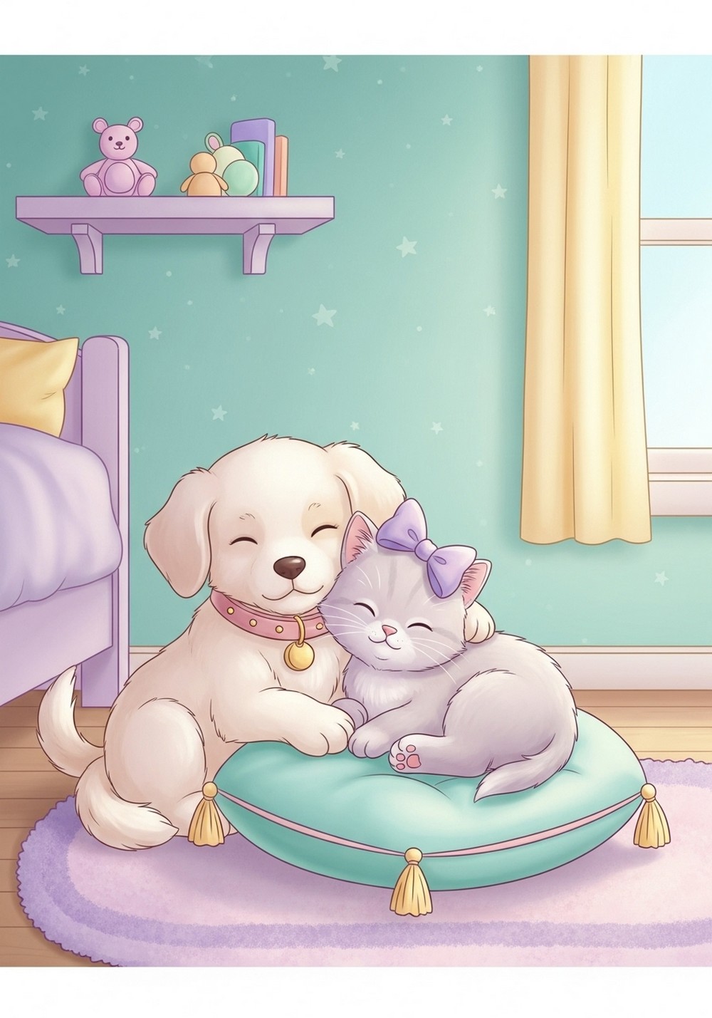 Pastel Puppy and Kitten