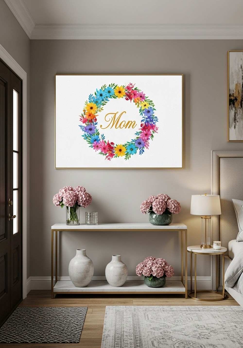Personalized Colored Flower Wall Art With Names or Monograms